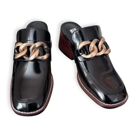 Steve Madden Women's Lorie Mule: Vegan Leather Slip-On Heeled Mule, SZ 6.5 Chain - Picture 12 of 16